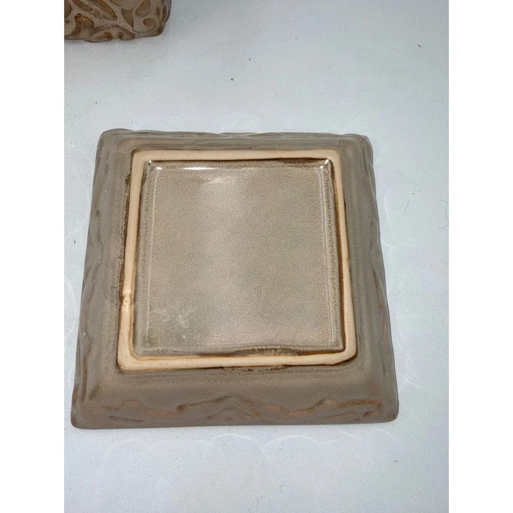 Wax Warmer Home Tan Brown Embossed Floral Ceramic Electric Tested